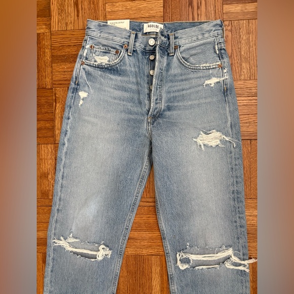 NWT AGOLDE 90s jeans loose fit threadbare size 24 new with tags - Picture 5 of 14